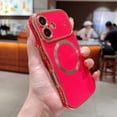 thumbnail image 2 of for iPhone 11 Case for Women Girls [Compatible with Mag Safe] Cute, Magnetic Love Heart Pattern with Camera Lens Protection Luxury Plating Shockproof Wireless Charging Phone Case,Rose, 2 of 9