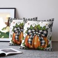 thumbnail image 2 of Pillow Covers 24x24 Set of 2, Orange Pumpkins Throw Pillow Covers Decorative Couch Cushion Cover, Polka Dot Bow Fall Maple Leaves Plaid Microfiber Soft Square Pillowcases for Bedroom Living Room Sofa, 2 of 9
