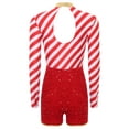 thumbnail image 6 of Kvysinly Women's Christmas Candy Cane Leotard Bodysuit Costume Mock Neck Long Sleeve Santa Jumpsuit Red XL, 6 of 7