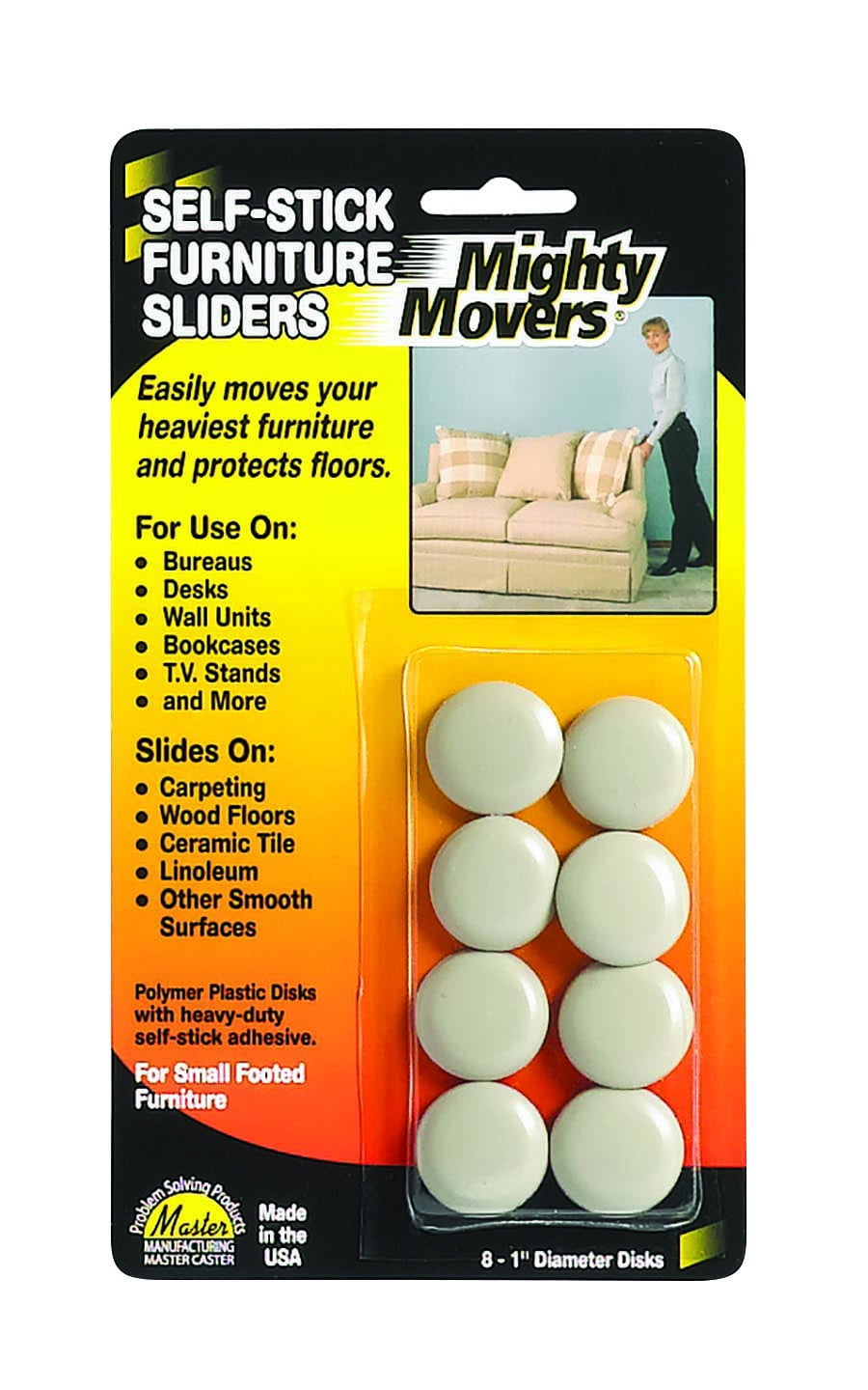 24 PCS Self-Stick Furniture Sliders 1 Inch Furniture Glides for Carpet Furniture 
