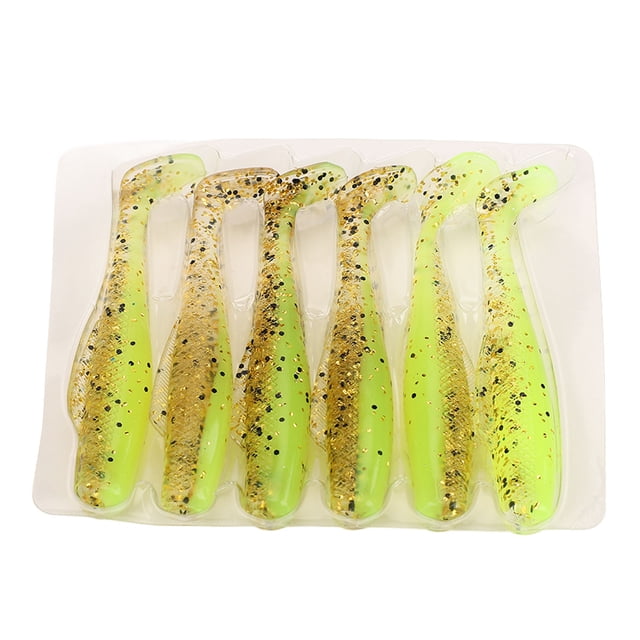 Señuelos blandos con cola en T de silicona, 6 uds., 8cm, 5g, cebos equilibrados realistas de doble Color para pesca