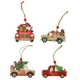 thumbnail image 6 of 6PCS Christmas Ornaments Red Truck Christmas Tree Decoration Wooden Farmhouse Hanging Crafts for Xmas Home Country Holiday Party, 6 of 6