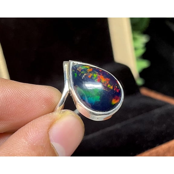 925 Sterling Silver Certifeld Ethiopian Fire Opal Ring Beautiful Women Gift Ring