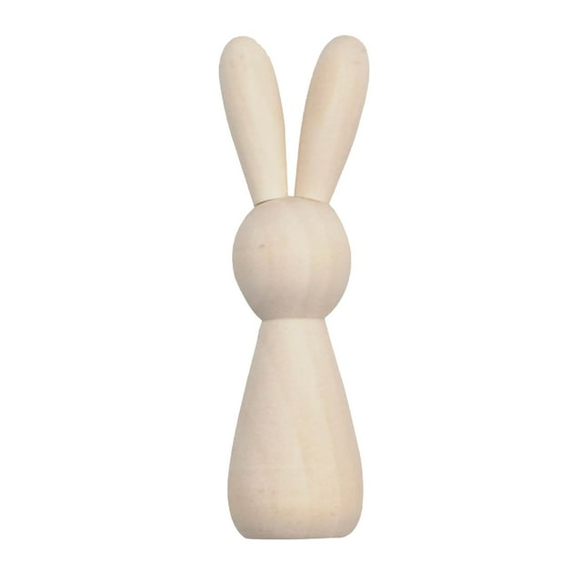 Easter Wooden Rabbit Doll DIY Craft Kit Unpainted Bunny Figurine Handmade Art Toy for Kids Party Decoration Painting Project