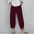thumbnail image 2 of UAMVSH Plus Size Pants for Women Elastic Waist Casual Baggy Pants Comfy Loose Wide Leg Cropped Trousers with Pockets, 2 of 5