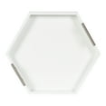 thumbnail image 6 of Kate and Laurel Lipton Hexagon Decorative Tray with Metal Handles, White/Silver 18x18, 6 of 9