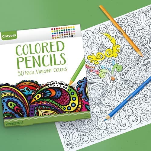 Adult Colored Pencils, Adult Coloring Drawing Pencils, 50 Count, Multicolor and 1 Pencil Sharpener (Gift Pack)