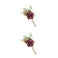 thumbnail image 1 of Sonducket Boutonniere de flores de boda artificiales fijas de forma estable para el novio Boutonniere ojal camafeo profundo Camafeo profundo 2piezas, 1 of 6