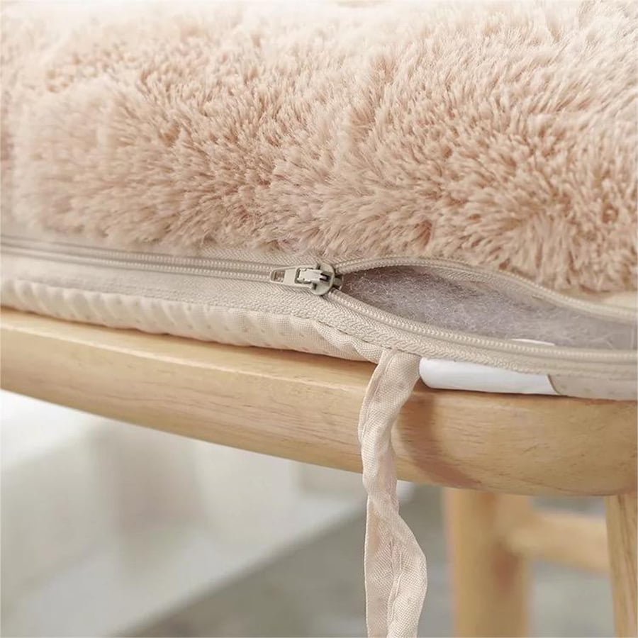 Soft Plush Checkered Chair Cushion, Thick Warm Seat Pad for Dining & Office Chairs