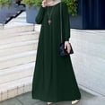 thumbnail image 2 of Elegant Women's Long Sleeve Button Down Abaya Casual Dress Dubai Fashion Outerwear, 2 of 6