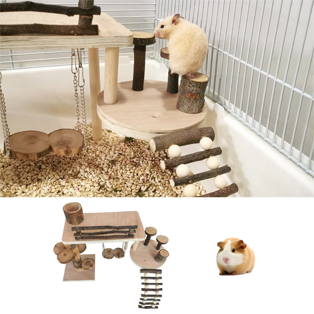 ZPAQI Hamster Platform Cage Ladder Toy Small Animals Climbing Jumping Boredom Pet Toy