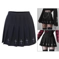 thumbnail image 3 of Minifalda de cinturo para mujer, minifalda plisada con estampado cruzado para mujer, informal Lolita Harajuku XXL Salvador Mini faldas negras de cintura alta, 3 of 10
