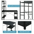 thumbnail image 3 of Home Office Computer Desk with 5 tier Open Bookshelf CPU Storage Space and Printer Stand Writing PC Table with Space Saving Design, Black, 3 of 7