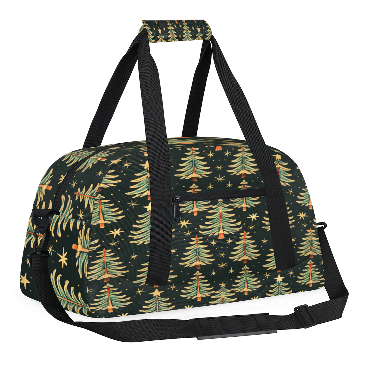 Herdesigns Winter Forest Sports Duffle Bag for Women & Men, Christmas Tree Gym Bag Dance Bag Overnight Bag Carry On Weekender Travel Bag