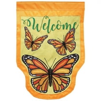 Magnolia Gardens M011332 13 x 18 in. Monarch Butterfly Shaped Burlap Garden Flag