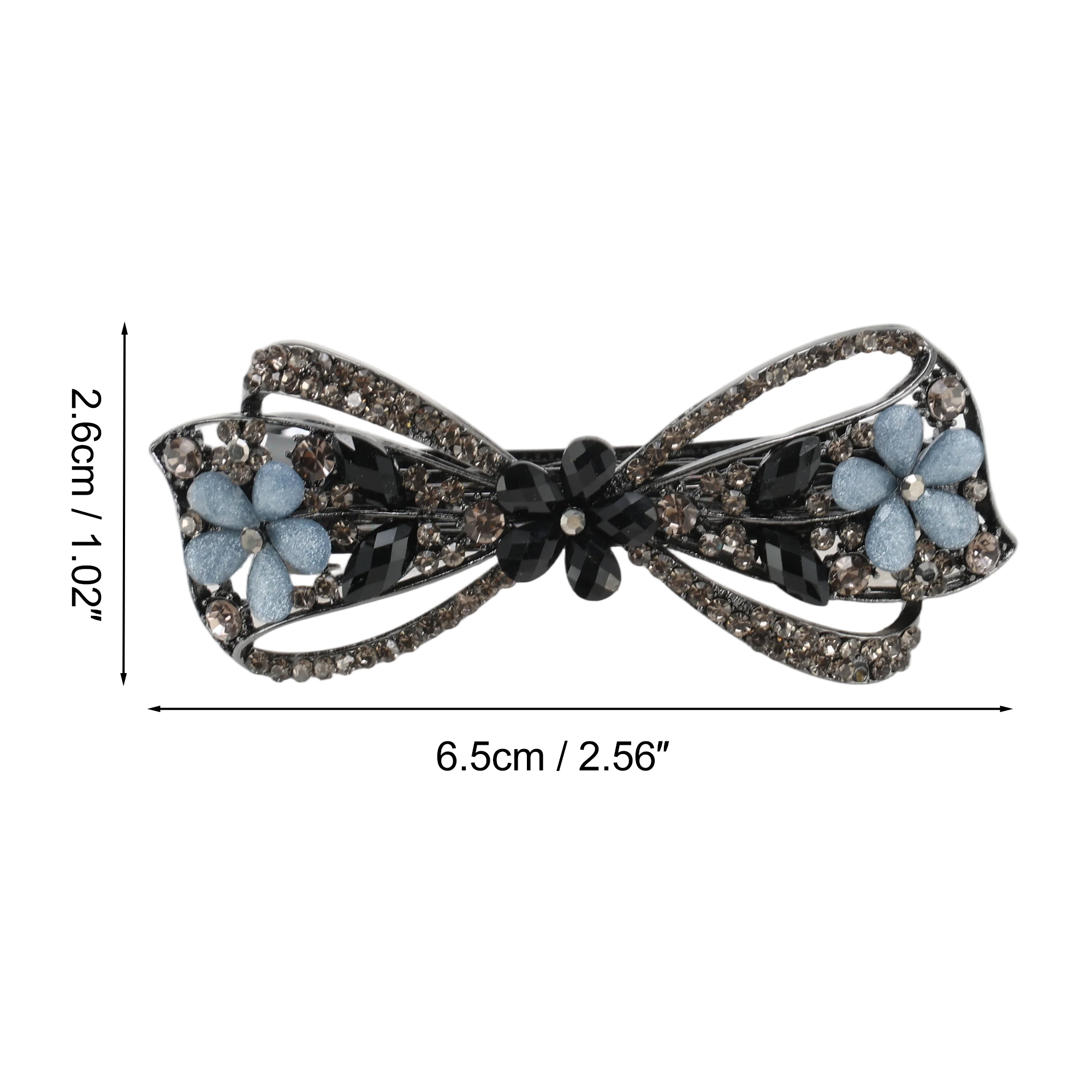 Unique Bargains Flower Bow Hair Barrettes 1 Pc Hairstyles Black, Gray