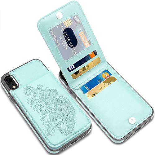 Lakibeibi Iphone Xr Cases With Card Holder Flower Series Slim Pu Leather Iphone Xr Case For Girls Wallet Flip Full Body Protective Case With Screen Protector For Iphone Xr 18 6 1 Inches