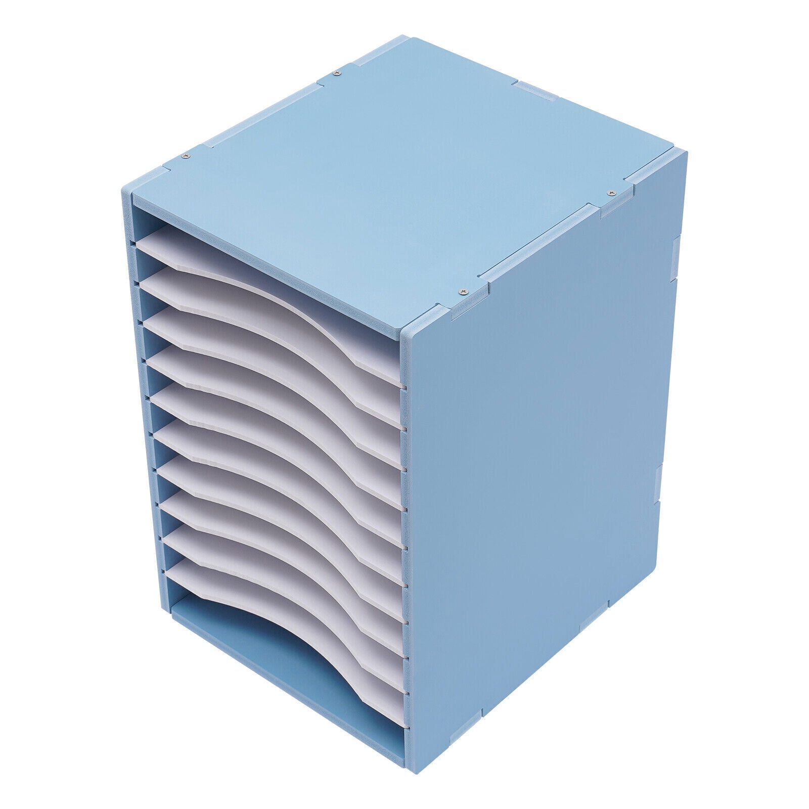 File Organizer for Desk 11-Tier Desktop Paper Storage Letter Tray File Sorter Office Blue