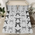 thumbnail image 2 of Manfei Dreamy Grey Bowknot Queen Sheet Sets, Cartoon Stars Print Flat Sheet, Teens Kids Child Queen Fitted Sheet, Lightweight Room Decor, 4-Piece, 2 of 7