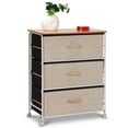 thumbnail image 1 of Costway 3 Tiroirs Tissu Rangement Organisateur Unité Côté Table Commode Armoire W / Roues, 1 of 10