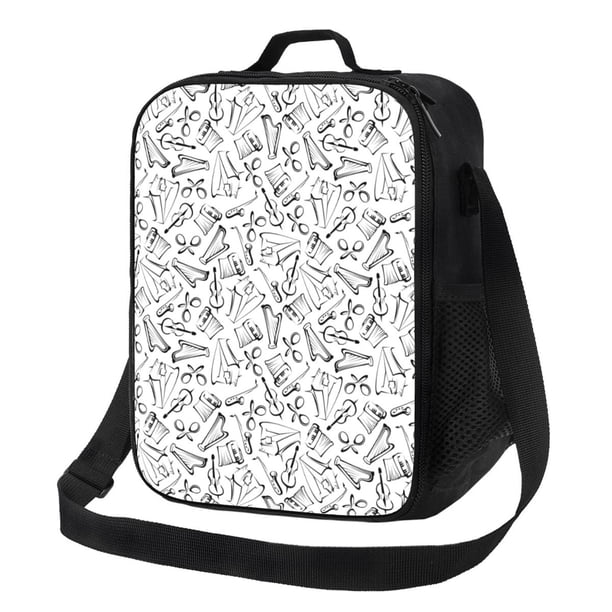 Disketp Black White Music Bolsa Térmica Estampada para Almuerzo, Lonchera para Hombres y Mujeres Adultos