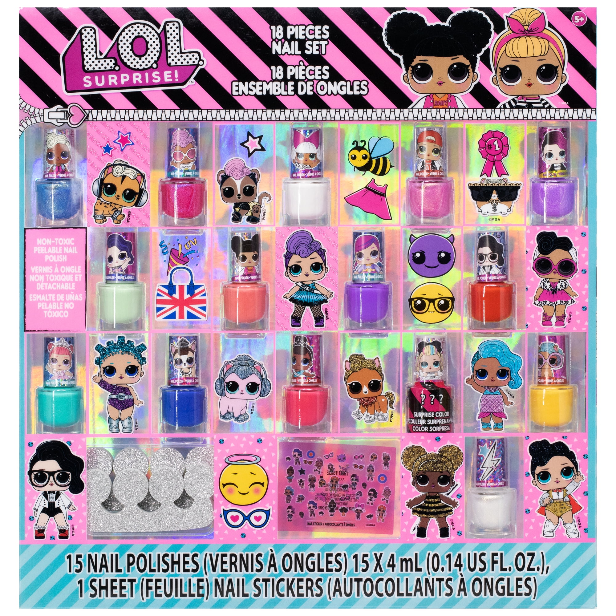 L.O.L Surprise! Townley Girl Nail Polish & Accessories Pretend Play Toy and Gift for Girls, 18 CT