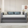 thumbnail image 2 of Hassch Velvet Upholstered Twin Size Daybed with Trundle, Solid Wooden Sofa Bed Frame w/Ergonomic Design Backrest, No Spring Box Need, Gray, 2 of 9