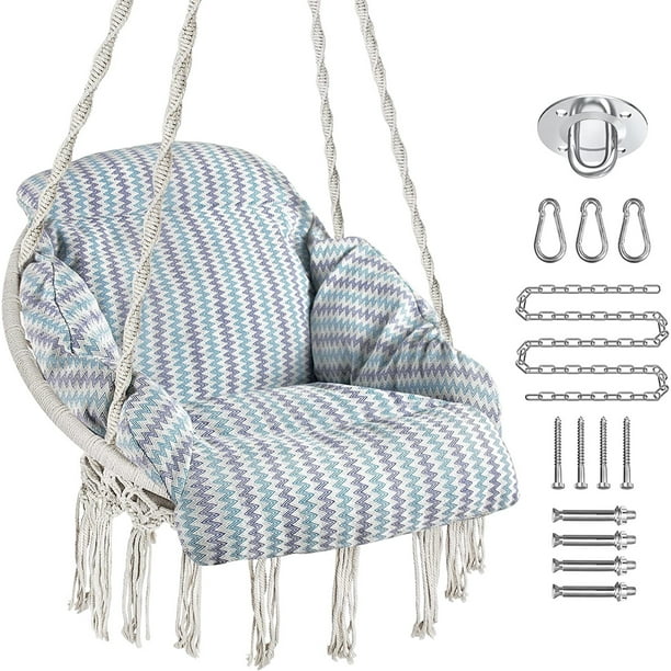 PUREKEA Hammock Chair, Macrame Hanging Swing Chair with Large Padded