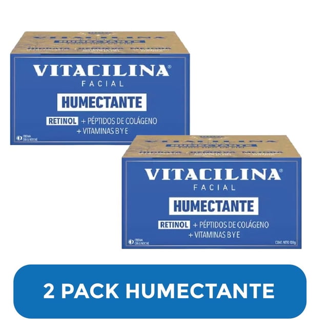 2 Pack Crema Facial Humectante Vitacilina 100g con Retinol y Péptidos de Colágeno | Hidratación Profunda Antiarrugas | Skincare Diario Reafirmante para Piel Seca o Mixta | Dermatológicamente Probada