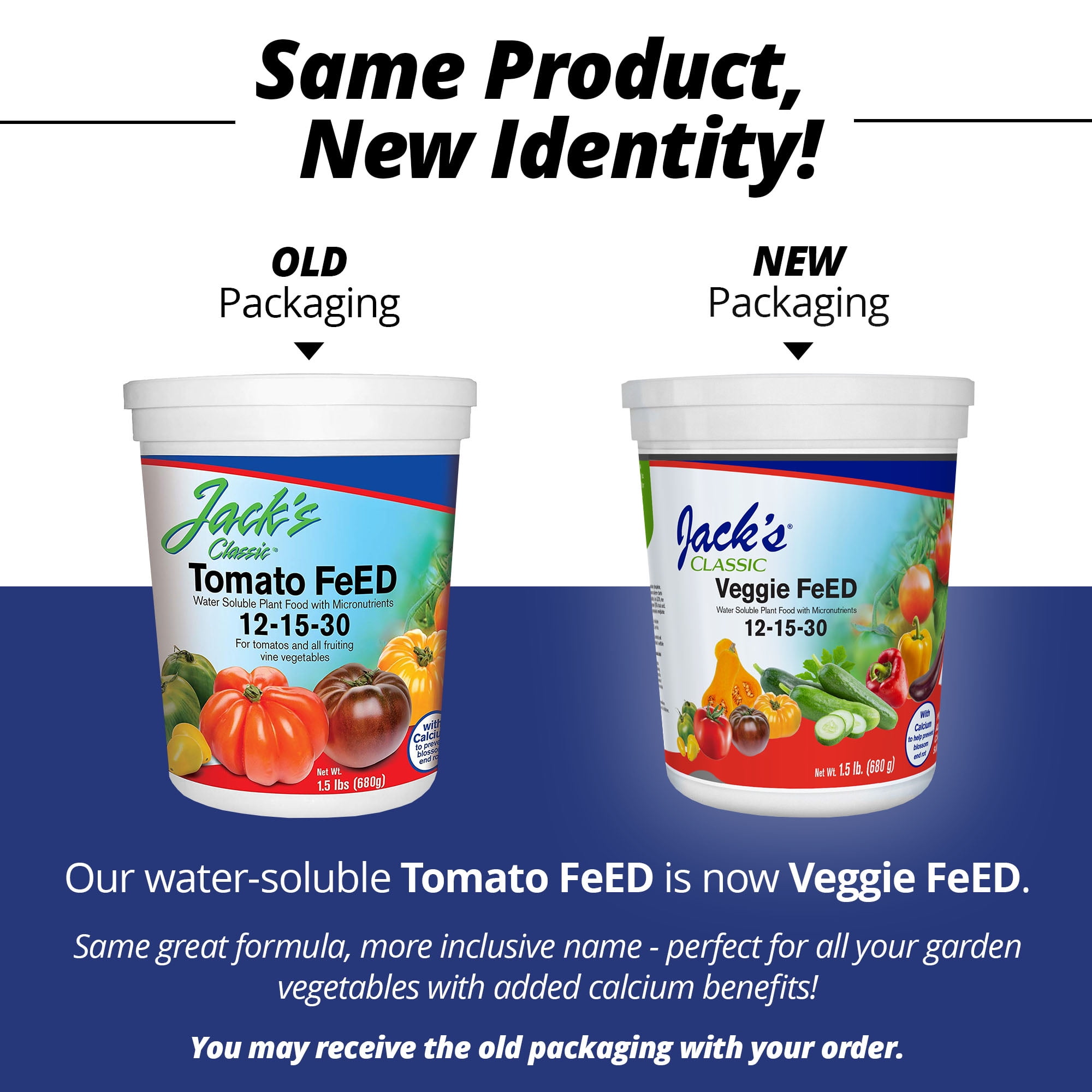 Jack's Classic 12-15-30 Tomato FeED Water-Soluble Fertilizer with Micronutrients for Plant Growth and Abundant Fruit Set in Blooming Vegetable Plants, 1.5lbs