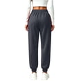 thumbnail image 4 of Pants for Women Stretchy Joggers with Pockets for Travel | Wide Leg Athletic Pants for Women Fashion Oversized Comfy Fitted Slacks for Work Dark Gray L, 4 of 4