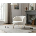 thumbnail image 4 of Guyou Faux Fur Sherpa Chair, Modern Barrel Upholstered Accent Chair with Curved Backrest, Single Sofa Chair for Living Room Bedroom, White, 4 of 8