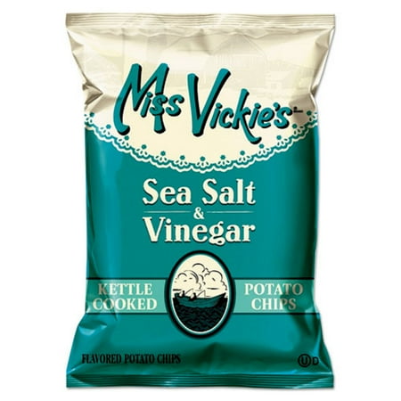 Miss Vickie s 44446 1.38 oz. Bags Kettle Cooked Potato Chips - Sea Salt and Vinegar (64/Carton)