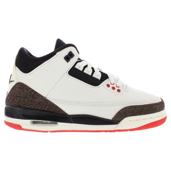 Nike Air Jordan 3 Retro Leather GS Boys Shoes Size 4.5, Color: Sail/Black/University Red