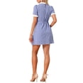 thumbnail image 3 of INSPIRE CHIC Vestido de Manga Corta Vintage con Panel de Contraste y Cuello Volante para Mujeres XL Azul Blanco, 3 of 6