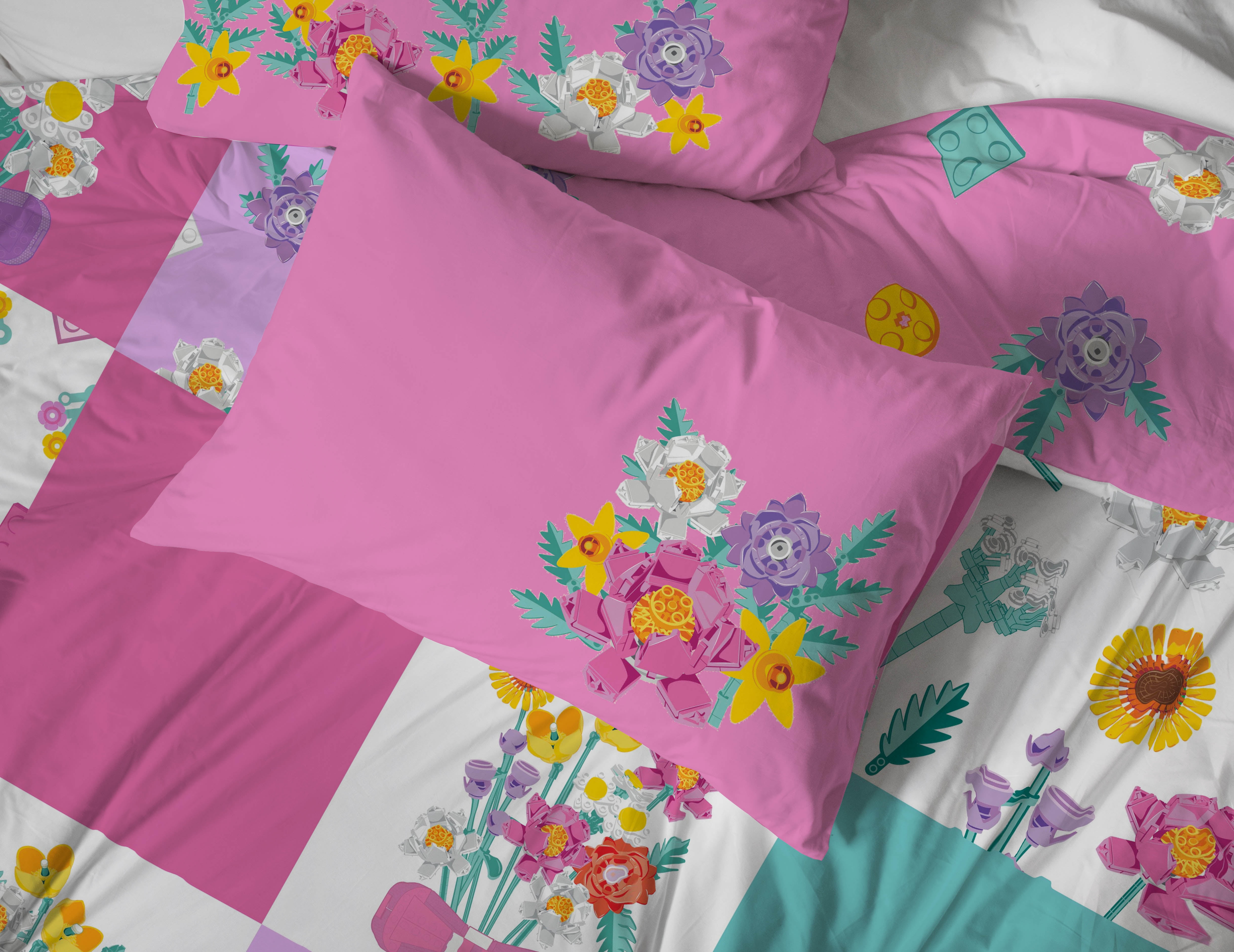 LEGO® Floral(s) Kids Multicolor Reversible Comforter Set, Twin/Full, 72 x 86 in