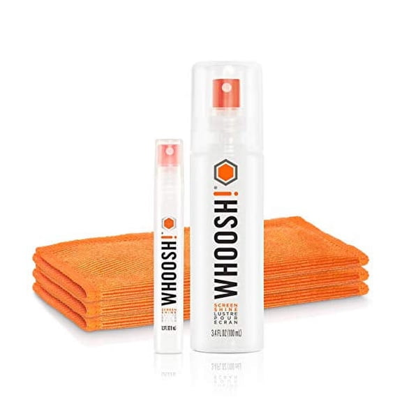 WHOOSH! Screen Cleaner Kit , [3.4oz  0.8oz] Best for , Smartphones, iPhone, iPads, Eyeglasses, e-Readers, Laptop, TV Screen Cleaner, and Computer Monitor, 3 Premium Cloths Included