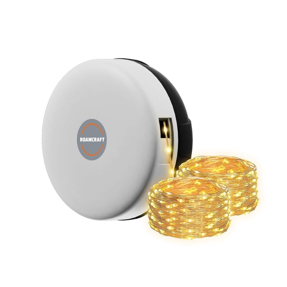 Roamcraftâ„¢ Portable LED Camping String Light with Built-in Power Bank - 250 Lumens, 32 ft, 8 Modes