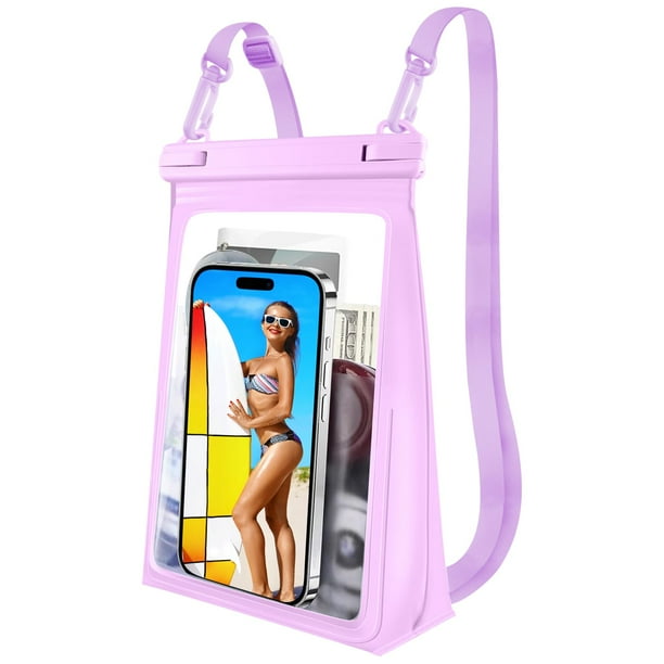 Funda impermeable flotante para teléfono PEDVSTY, grande, violeta