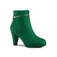 thumbnail image 1 of Unique Bargains Bottines à Talon à Bout Rond à Enfiler avec Fermeture Éclair pour Femme Vert (Taille 6,5), 1 of 8