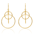 thumbnail image 3 of 14K Solid Yellow Gold Circle Round Drop Dangle Earrings, 3 of 10