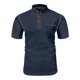 thumbnail image 2 of Blusa y camisa de cuello alto de manga corta para hombre, informal, de verano, a la moda, de color liso, con bolsillos y botones, blusa de cuello alto para hombre., 2 of 4
