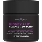 Livingood Daily Kidney Cleanse & Urinary Tract Support Supplement for Women & Men, 14-Day Detox or 28-Day Wellness Routine with Cranberry, Nettle Leaf, Astragalus & Cinnamon, Gluten Free, 56 Capsules