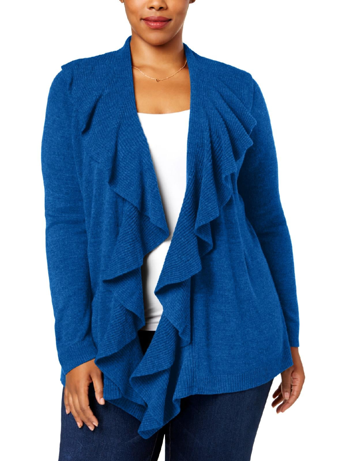 ruffle cardigan sweater long