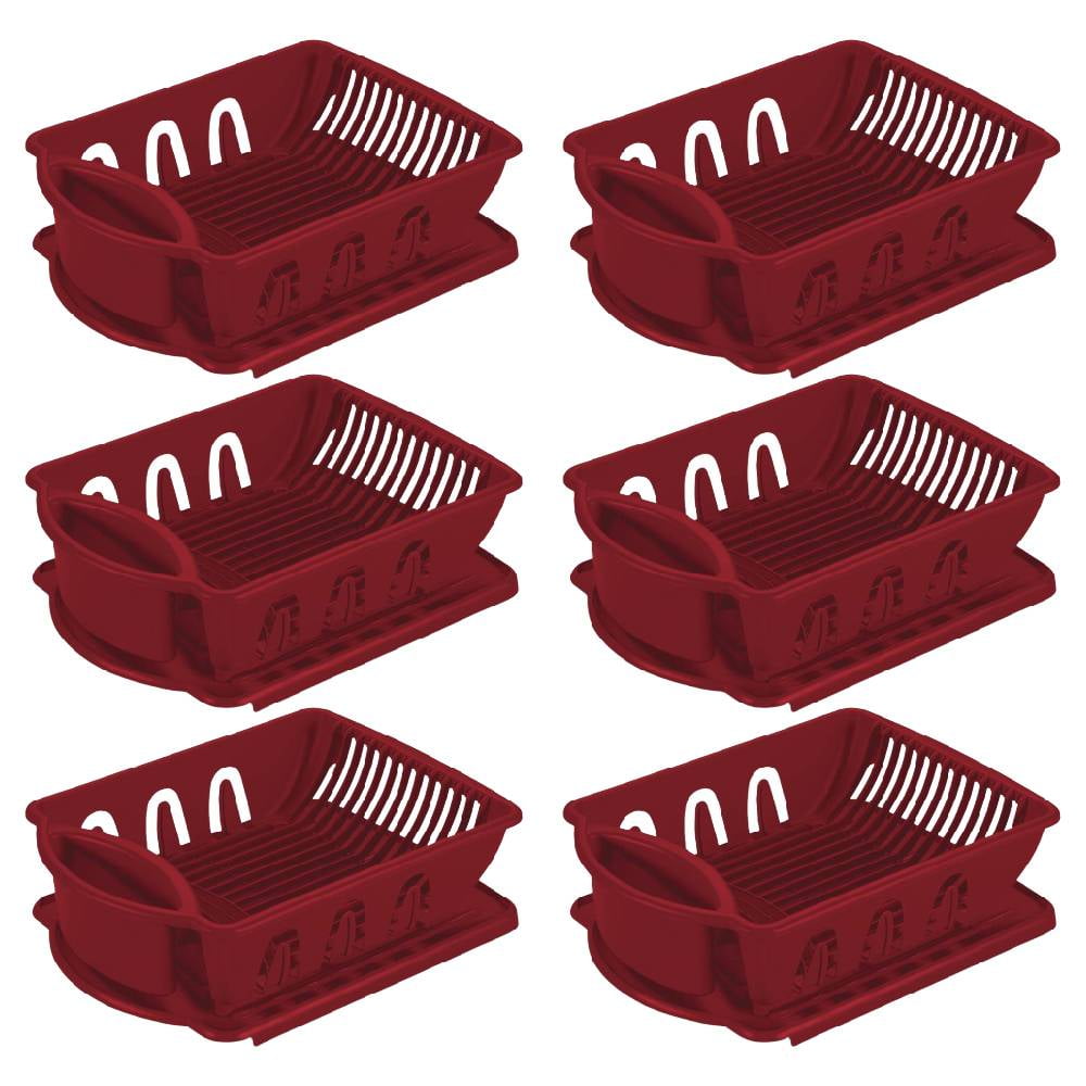 Sterilite 2 Piece Sink Dish Drainer Set Plastic Red, 6 Pack - Walmart.com - Walmart.com