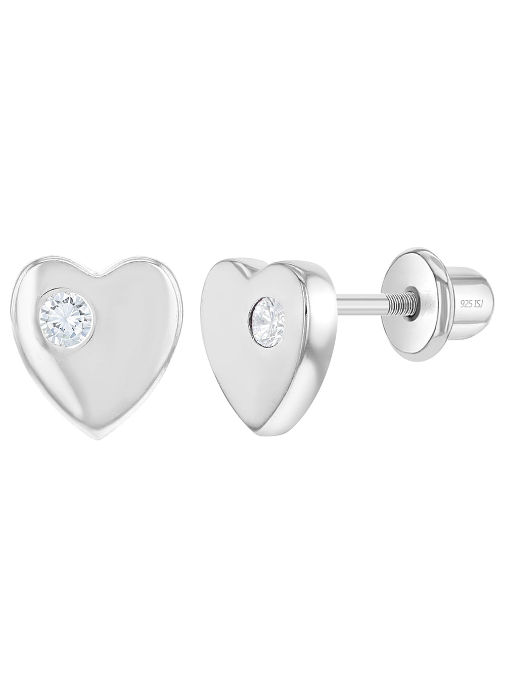 Details about   925 Sterling Silver Gold Plated CZ Open Heart Screw Back Earrings for Girls 