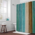 thumbnail image 6 of Teal Green Shower Curtain for Bathroom Decor, Brown Wood Grain Gradient Farmhouse Country Waterproof Fabric Shower Curtain, 60"x72" Set with 12 Hooks, 6 of 9