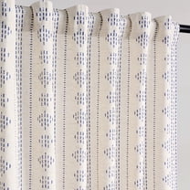 Alishomtll Boho Farmhouse Curtains Linen Light Filtering Blue Geometric Striped Window Drapes ,52"x84", 2 Panels