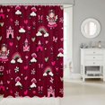 thumbnail image 2 of Manfei Dreamy Princess Castle Shower Curtain 72Wx72L, Cartoon Rainbow Bathroom Curtain, Burgundy Pink, 2 of 5