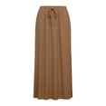 thumbnail image 4 of Wdgfv Linen Straight Maxi Skirt with Side Slit - Elastic Waist Drawstring Long Flowy Ankle-Length Skirt with Pockets, 4 of 7